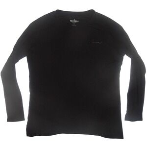 YoungLA Mens Black Long Sleeve Performance Shirt Tonal Logo Raglan Large